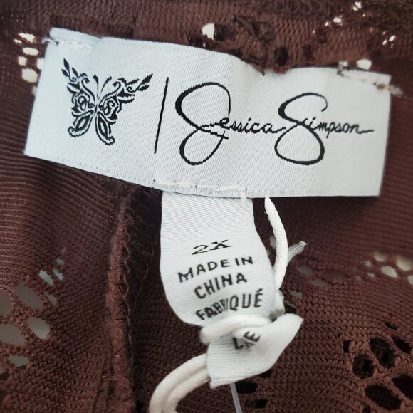 Brown Lace Dress 2x Jessica Simpson Detachable Tank Dress Underneath Whimsigoth - Picture 7 of 10